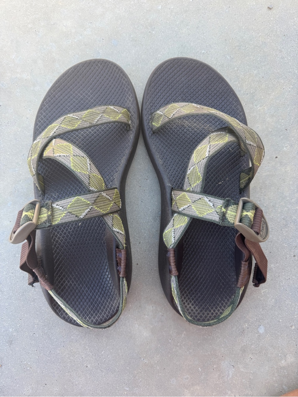 Chaco Men's Brown and Olive Green Adjustable Strap Sandals